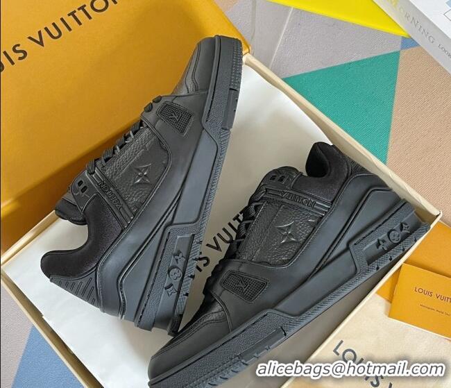 Low Price Louis Vuitton LV Trainer Sneakers in Monogram Leather All Black 0412015