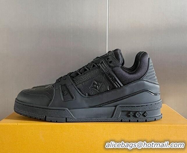 Low Price Louis Vuitton LV Trainer Sneakers in Monogram Leather All Black 0412015