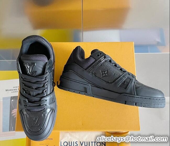 Low Price Louis Vuitton LV Trainer Sneakers in Monogram Leather All Black 0412015