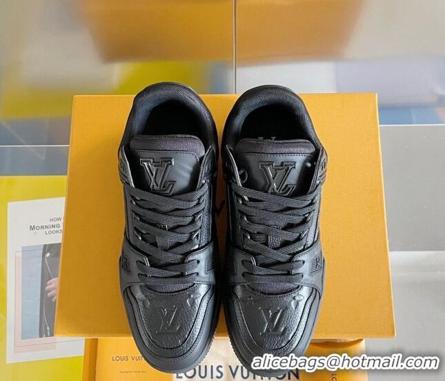 Low Price Louis Vuitton LV Trainer Sneakers in Monogram Leather All Black 0412015