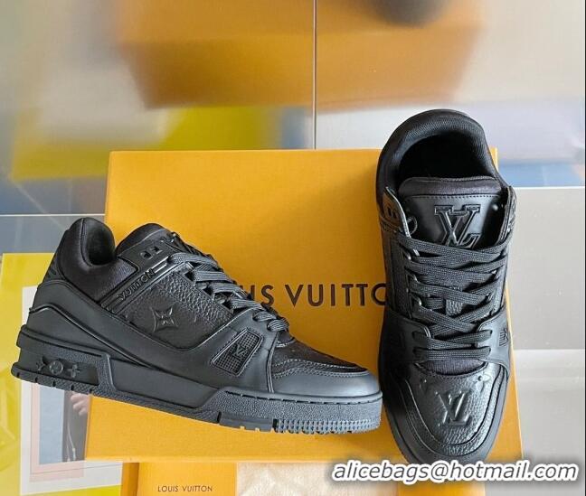 Low Price Louis Vuitton LV Trainer Sneakers in Monogram Leather All Black 0412015