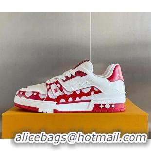 Good Taste Louis Vuitton LV x YK Trainer Sneakers with Infinity Dots Red 0412016