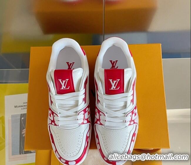 Good Taste Louis Vuitton LV x YK Trainer Sneakers with Infinity Dots Red 0412016