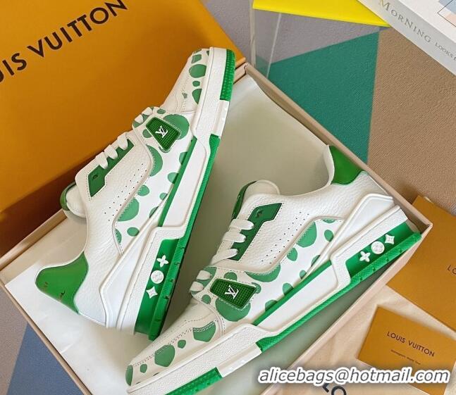 Good Quality Louis Vuitton LV x YK Trainer Sneakers with Infinity Dots Green 412017