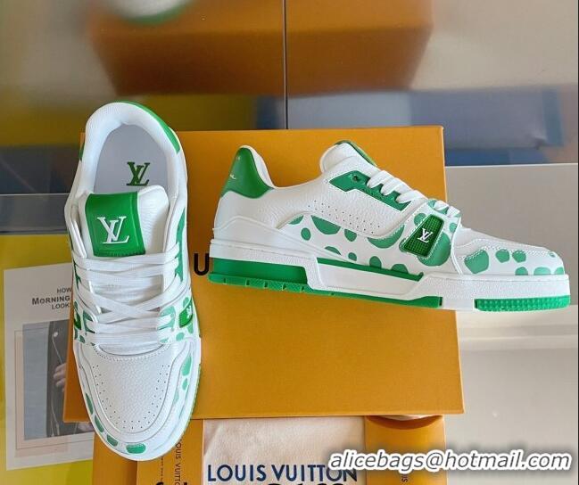 Good Quality Louis Vuitton LV x YK Trainer Sneakers with Infinity Dots Green 412017