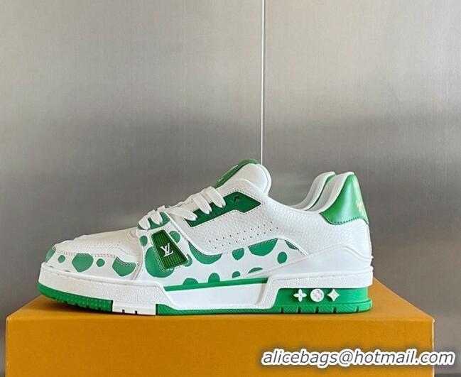 Good Quality Louis Vuitton LV x YK Trainer Sneakers with Infinity Dots Green 412017