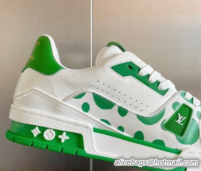 Good Quality Louis Vuitton LV x YK Trainer Sneakers with Infinity Dots Green 412017