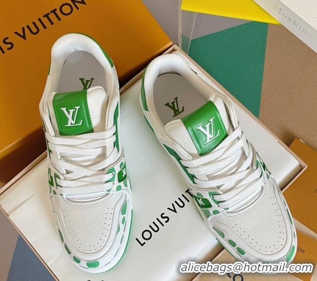 Good Quality Louis Vuitton LV x YK Trainer Sneakers with Infinity Dots Green 412017