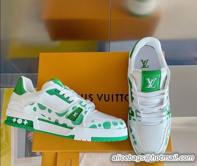 Good Quality Louis Vuitton LV x YK Trainer Sneakers with Infinity Dots Green 412017