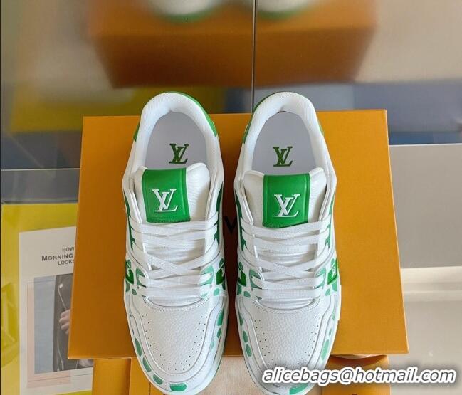 Good Quality Louis Vuitton LV x YK Trainer Sneakers with Infinity Dots Green 412017