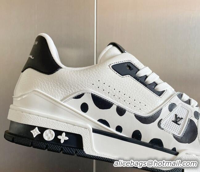 Unique Style Louis Vuitton LV x YK Trainer Sneakers with Infinity Dots Black 412018