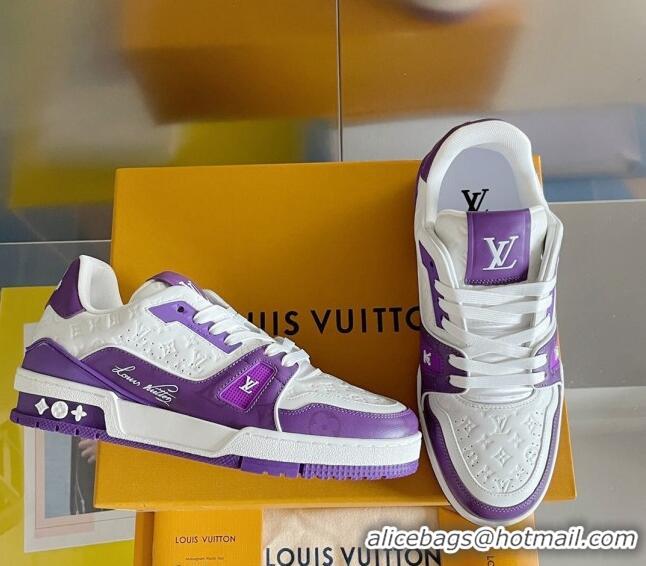 Top Quality Louis Vuitton LV Trainer Sneakers in Mini Monogram Leather Purple 0412019