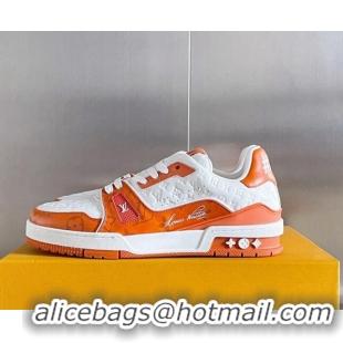 Good Looking Louis Vuitton LV Trainer Sneakers in Mini Monogram Leather Orange 0412020