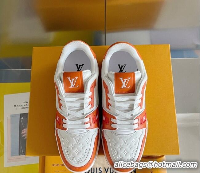 Good Looking Louis Vuitton LV Trainer Sneakers in Mini Monogram Leather Orange 0412020