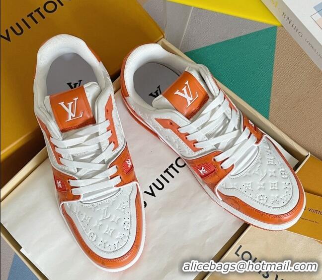 Good Looking Louis Vuitton LV Trainer Sneakers in Mini Monogram Leather Orange 0412020