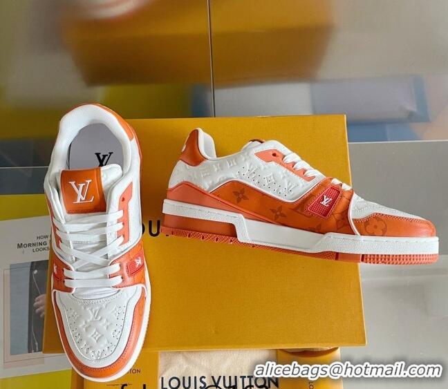 Good Looking Louis Vuitton LV Trainer Sneakers in Mini Monogram Leather Orange 0412020