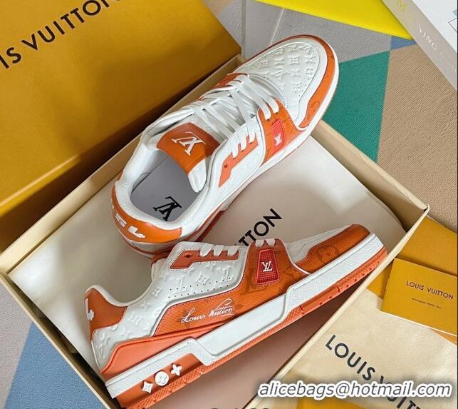 Good Looking Louis Vuitton LV Trainer Sneakers in Mini Monogram Leather Orange 0412020