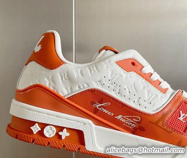 Good Looking Louis Vuitton LV Trainer Sneakers in Mini Monogram Leather Orange 0412020