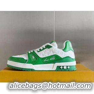 Best Grade Louis Vuitton LV Trainer Sneakers in Mini Monogram Leather Green 0412022