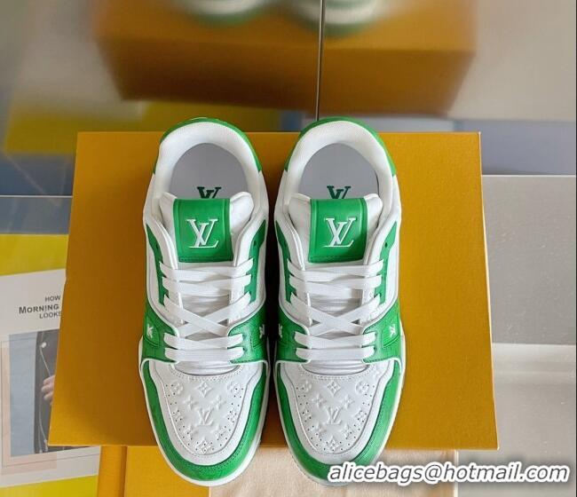 Best Grade Louis Vuitton LV Trainer Sneakers in Mini Monogram Leather Green 0412022