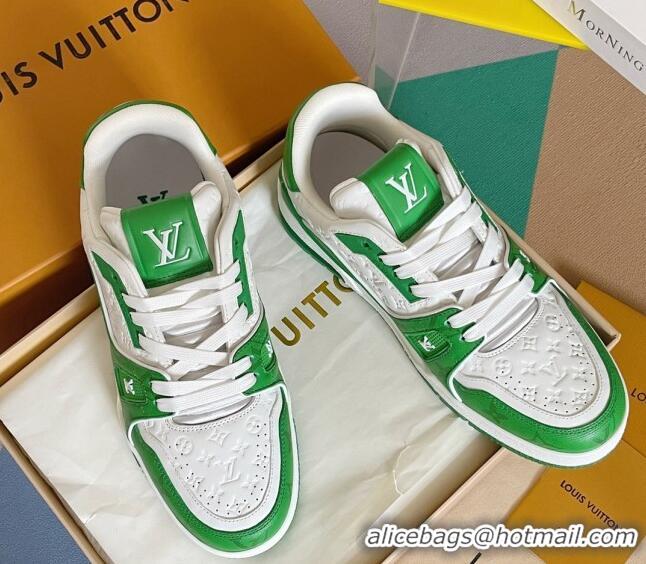 Best Grade Louis Vuitton LV Trainer Sneakers in Mini Monogram Leather Green 0412022