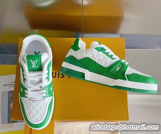 Best Grade Louis Vuitton LV Trainer Sneakers in Mini Monogram Leather Green 0412022