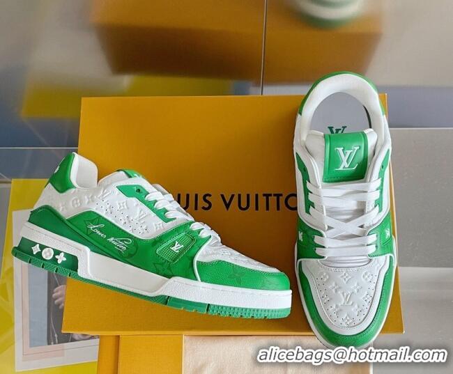 Best Grade Louis Vuitton LV Trainer Sneakers in Mini Monogram Leather Green 0412022