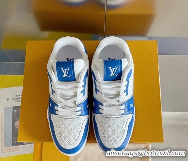 Best Price Louis Vuitton LV Trainer Sneakers in Mini Monogram Leather Blue 412023