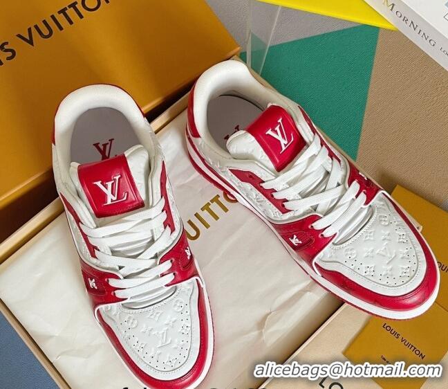 Best Product Louis Vuitton LV Trainer Sneakers in Mini Monogram Leather Red 412024