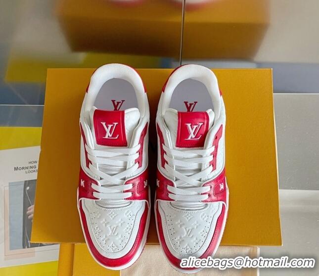 Best Product Louis Vuitton LV Trainer Sneakers in Mini Monogram Leather Red 412024