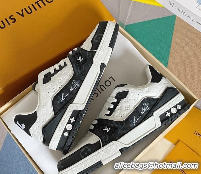 Perfect Louis Vuitton LV Trainer Sneakers in Mini Monogram Leather Black/White 0412025