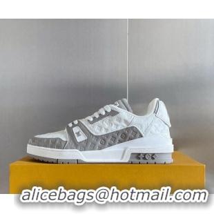 Luxurious Louis Vuitton LV Trainer Sneakers in Mini Monogram Leather Grey 0412029