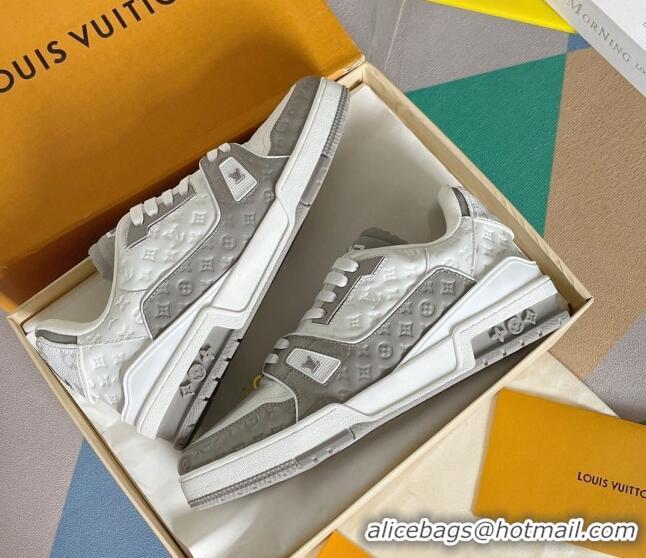 Luxurious Louis Vuitton LV Trainer Sneakers in Mini Monogram Leather Grey 0412029