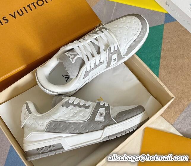 Luxurious Louis Vuitton LV Trainer Sneakers in Mini Monogram Leather Grey 0412029