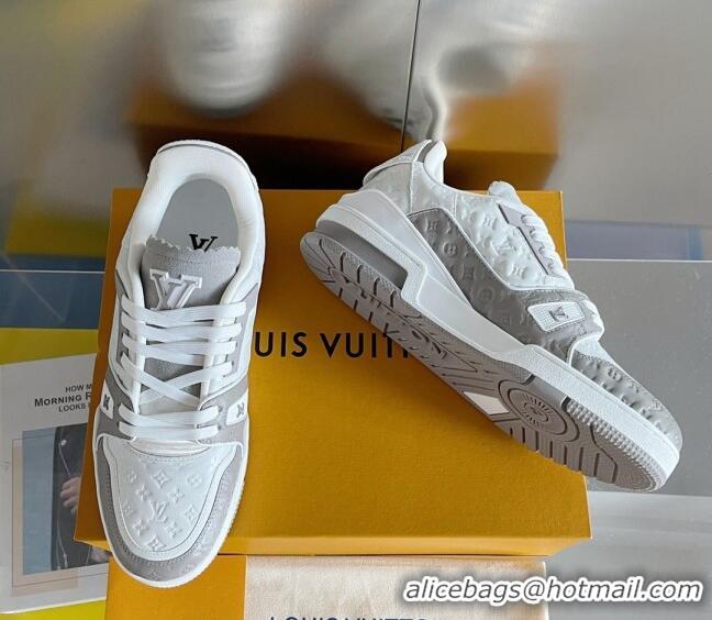 Luxurious Louis Vuitton LV Trainer Sneakers in Mini Monogram Leather Grey 0412029