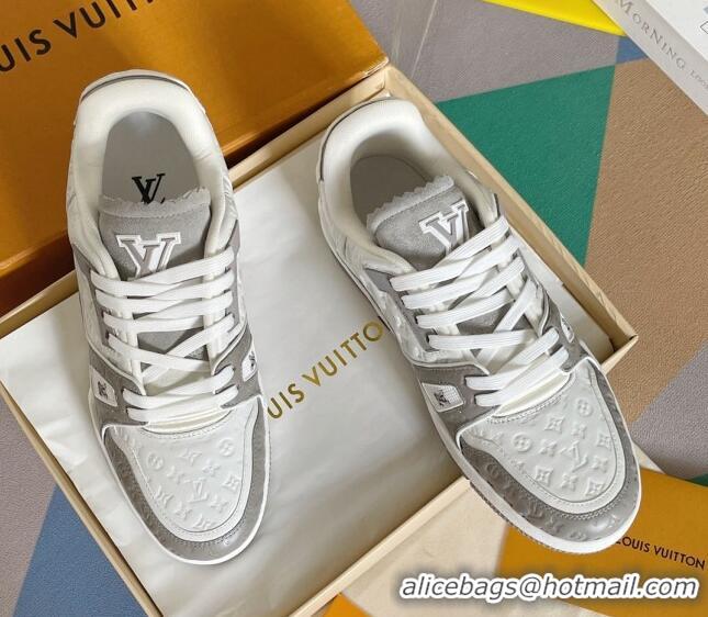 Luxurious Louis Vuitton LV Trainer Sneakers in Mini Monogram Leather Grey 0412029