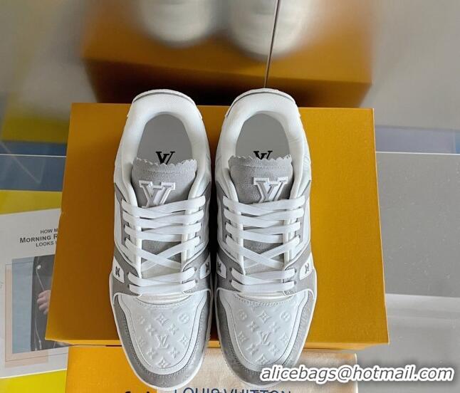 Luxurious Louis Vuitton LV Trainer Sneakers in Mini Monogram Leather Grey 0412029