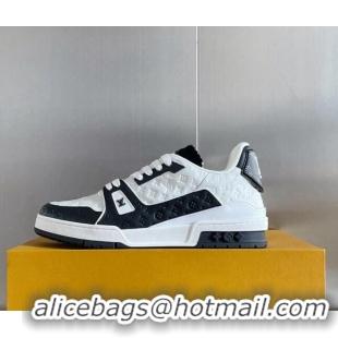 Best Luxury Louis Vuitton LV Trainer Sneakers in Mini Monogram Leather White/Black 0412030