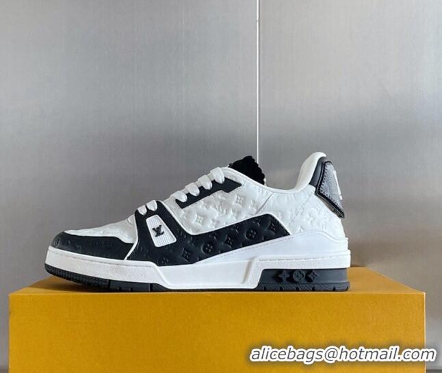 Best Luxury Louis Vuitton LV Trainer Sneakers in Mini Monogram Leather White/Black 0412030