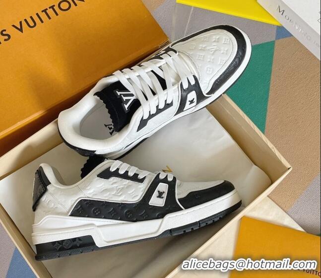 Best Luxury Louis Vuitton LV Trainer Sneakers in Mini Monogram Leather White/Black 0412030