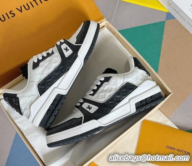 Best Luxury Louis Vuitton LV Trainer Sneakers in Mini Monogram Leather White/Black 0412030