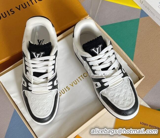 Best Luxury Louis Vuitton LV Trainer Sneakers in Mini Monogram Leather White/Black 0412030