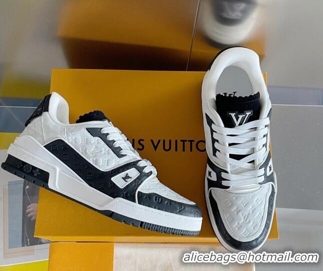 Best Luxury Louis Vuitton LV Trainer Sneakers in Mini Monogram Leather White/Black 0412030