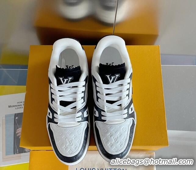 Best Luxury Louis Vuitton LV Trainer Sneakers in Mini Monogram Leather White/Black 0412030