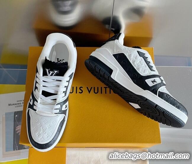 Best Luxury Louis Vuitton LV Trainer Sneakers in Mini Monogram Leather White/Black 0412030