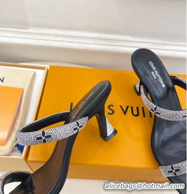 Best Price Louis Vuitton Sparkle Crystal Strap Heel Slide Sandals 6.5cm Black 0427067