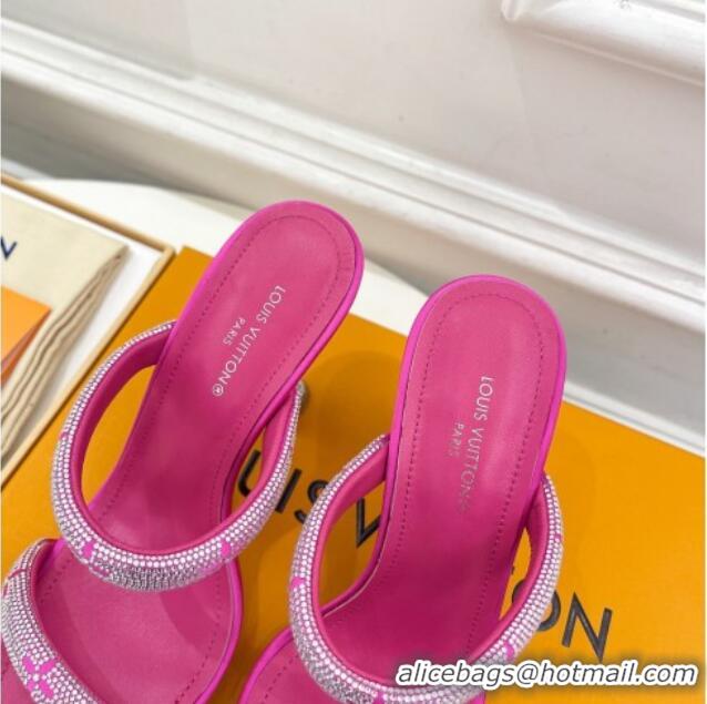 Purchase Louis Vuitton Sparkle Crystal Strap Heel Slide Sandals 9.5cm Dark Pink 427070