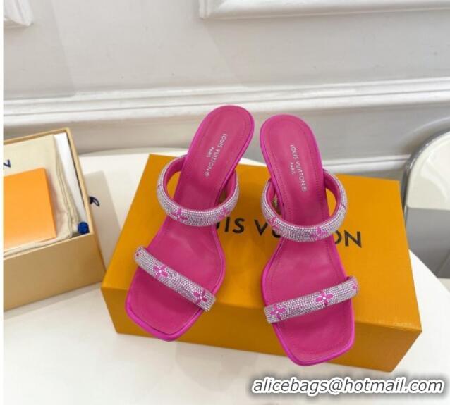 Purchase Louis Vuitton Sparkle Crystal Strap Heel Slide Sandals 9.5cm Dark Pink 427070