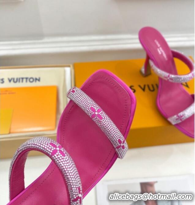 Purchase Louis Vuitton Sparkle Crystal Strap Heel Slide Sandals 9.5cm Dark Pink 427070