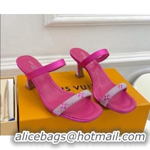 Purchase Louis Vuitton Sparkle Heel Slide Sandals 6.5cm in Satin Dark Pink 0427074